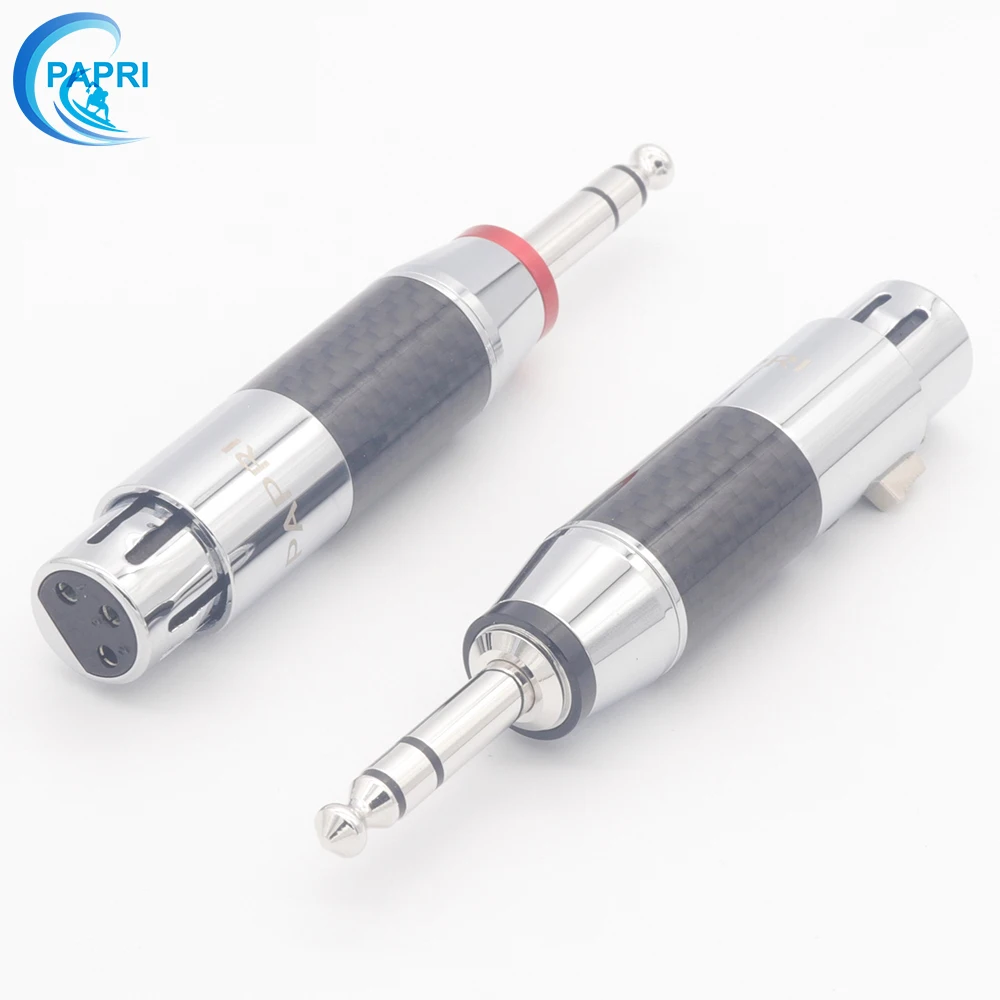 

PAPRI 3-core XLR Female Plug TO 6.35 Male Plug Adapters Carbon fiber Pure Brass rhodium Plated Jack Audio Connector Plugs
