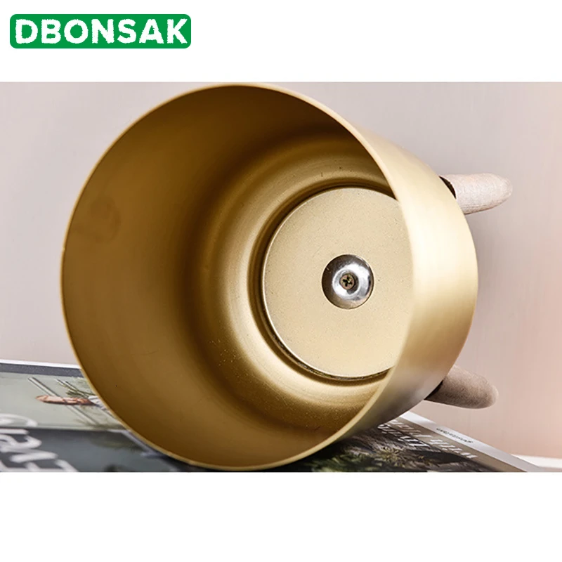 Nordic Wooden Frame Metal Flower Pot Golden Succulents Vase Stand Shelf Rack Home Decoration | Дом и сад