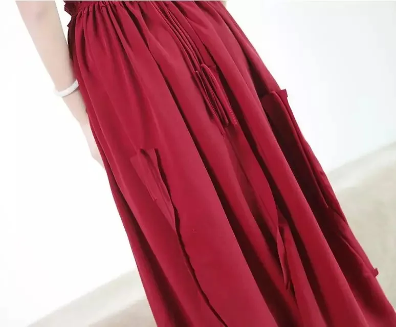 

Summer WOMEN'S Dress "Le cachtice Lee Dexter" Bloody Mary Red Dress Long Skirts Halter lu jian qun