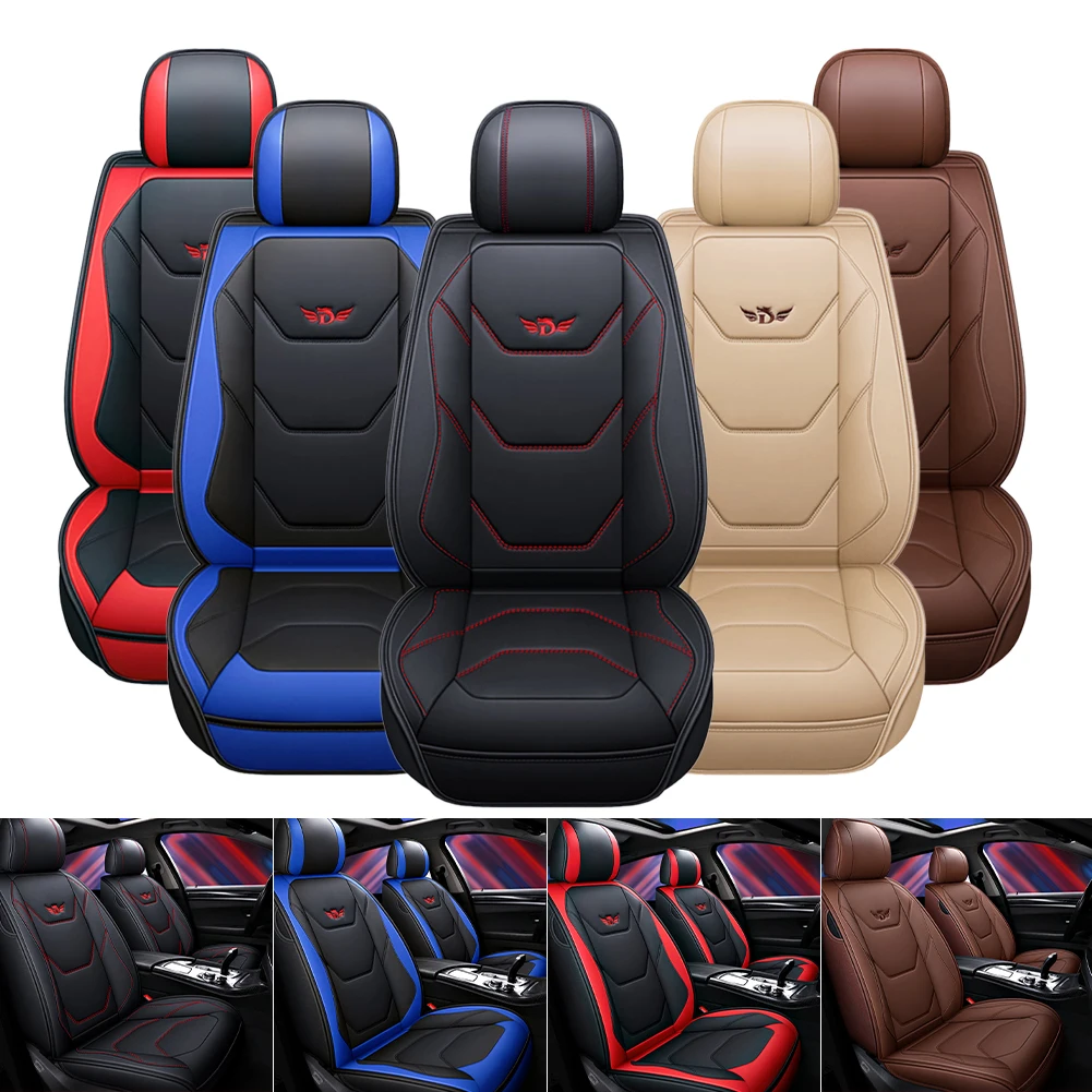 

Car Seat Cover Full Car Leather Seat Covers Cushion PU Leather Protetor Universal Fit for Most Cars