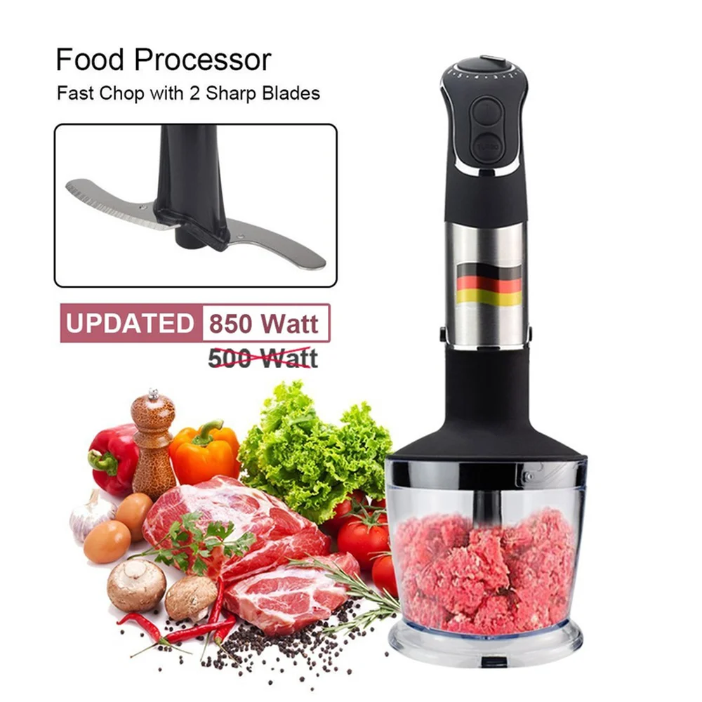 Многофункциональный погружной ручной блендер 4-в-1 маленький мощный 850 Вт 6