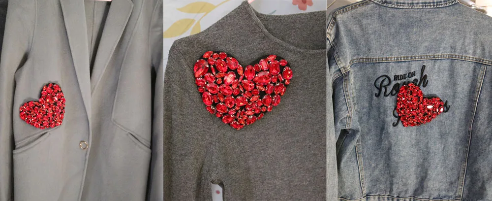 3D патчи Ручной Работы Стразы с блестками для одежды красным сердцем Сделай Сам