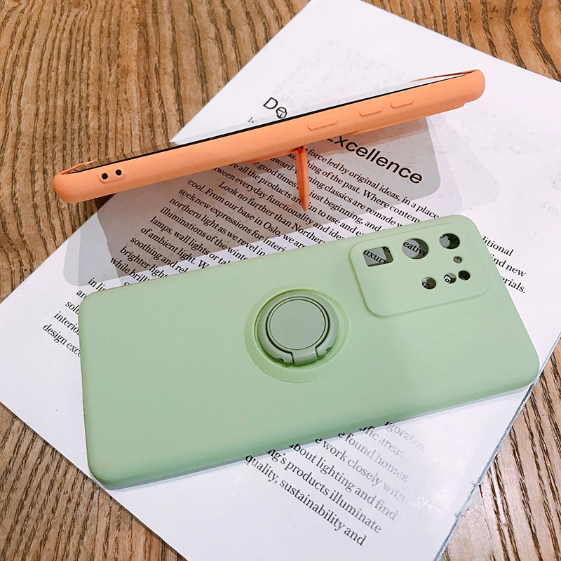 

Liquid Silicone Stand Case For Xiaomi Mi 10 Pro 9 8 Note 10 lite Bracket Ring Holder Cover For Redmi 10X Note 9s 9 Pro 8 7 9A 9C