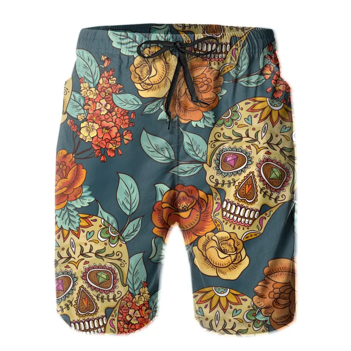 

Мужские плавки, Шорты для плавания, плавки, Череп, бриллианты и цветы, пляжные шорты, купальные костюмы, мужские спортивные шорты для плавани...