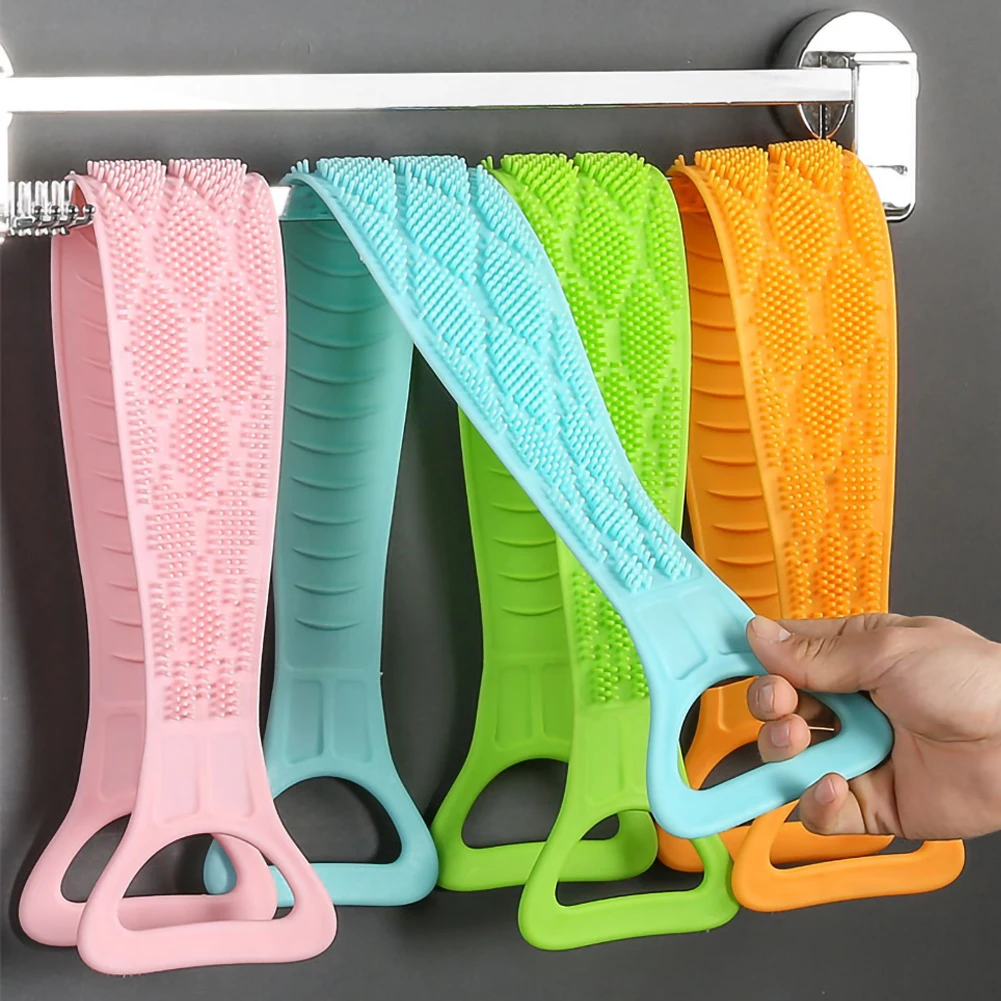 

4 Colors Double-sided Silicone Body Skin Brush Towel Soft Charging Handle Strong Toughness Sided Shower Back Scrubber Massage