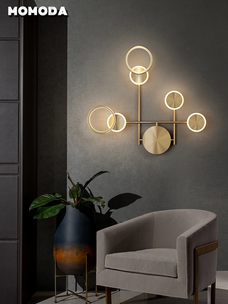 Светодиодсветодиодный настенные лампы MOMODA роскошные медные бра в стиле арт деко