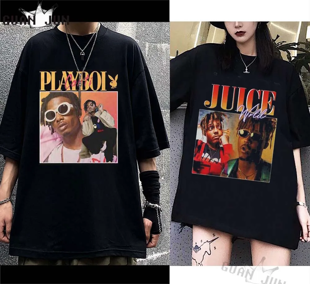 Erkek Tshirt Unisex Rap Tupac Playboi suyu dünya Lil Peep kısa kollu T Shirt Hip Hop Streetwear rahat T-Shirt