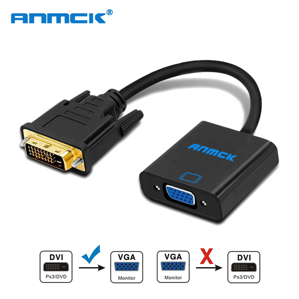 Адаптер Anmck DVI папа-VGA Мама адаптер 24 + 1 25 контактов DVI-D в VGA кабель преобразователя