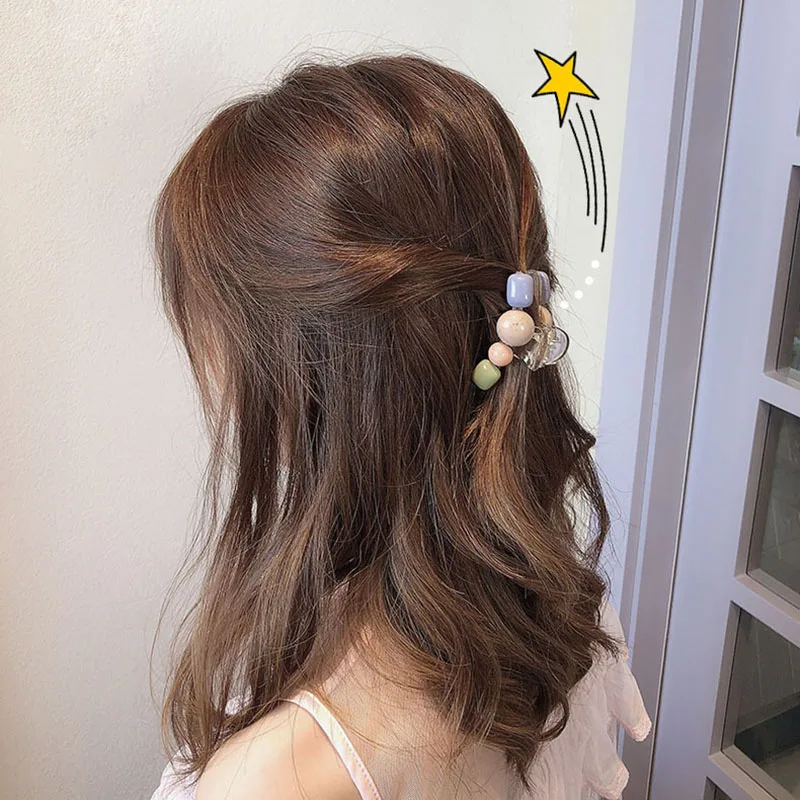 Fashion Acrylic Hairpins Candy Color Hair Clip Shiny Crab Colorful Hair Claws for Women Girl Hair Clamp Hair Accessories