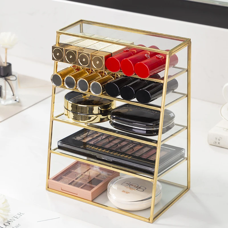 

New Golden Eye Shadow Makeup Organizer Storage Box Jewelry Storage Case Lipstick Holder Cosmetic Makeup Tools Storage Box StandF