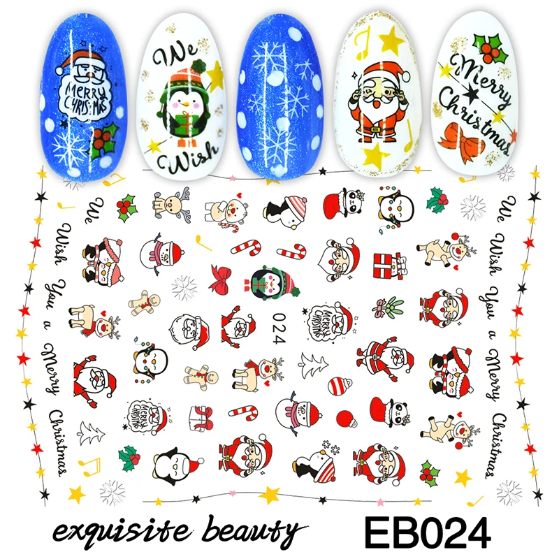 

3D Stickers for Nails Summer Fashion Sticker Christmas Gift Box Candy Nail Art Decorations Foil Wrap Manicure Accessories