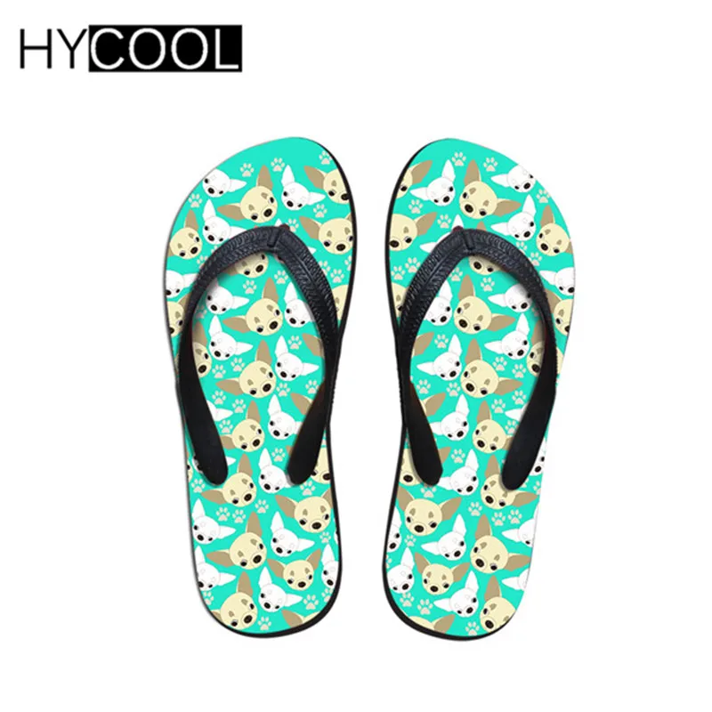 HYCOOL/Новинка; Модные женские Вьетнамки без шнуровки; милые летние женские шлепанцы с изображением мопса; женская пляжная обувь на плоской подошве с объемным рисунком Хаски; - Цвет: CC1446AB
