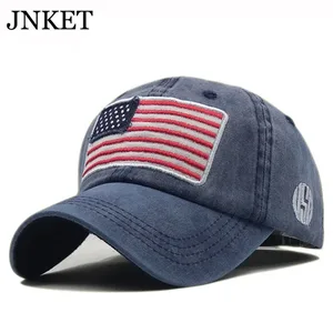 JNKET Washed Fabric American Flag Embroidery Unisex Baseball Cap Snapbacks Hats Hip Hop Cap Outdoor Leisure Sunhat Casquette