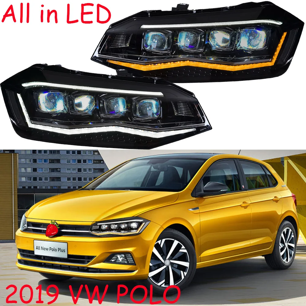 2 шт. автомобильный бампер фары VW polo 2019 ~ 2021y все в светодиодный ных ДХО
