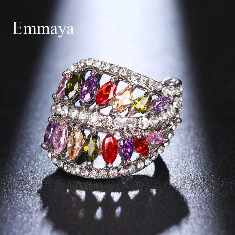 Emmaya Новое модное оригинальное дизайнерское кольцо с цветной кубическим Цирконом