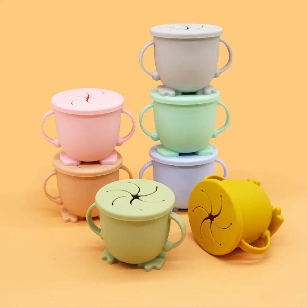 

Kawaii Baby Infant Learning Feeding Food Bowl Cup with Silicone Tableware Plate Storage Children Dishes Snack Container Hand
