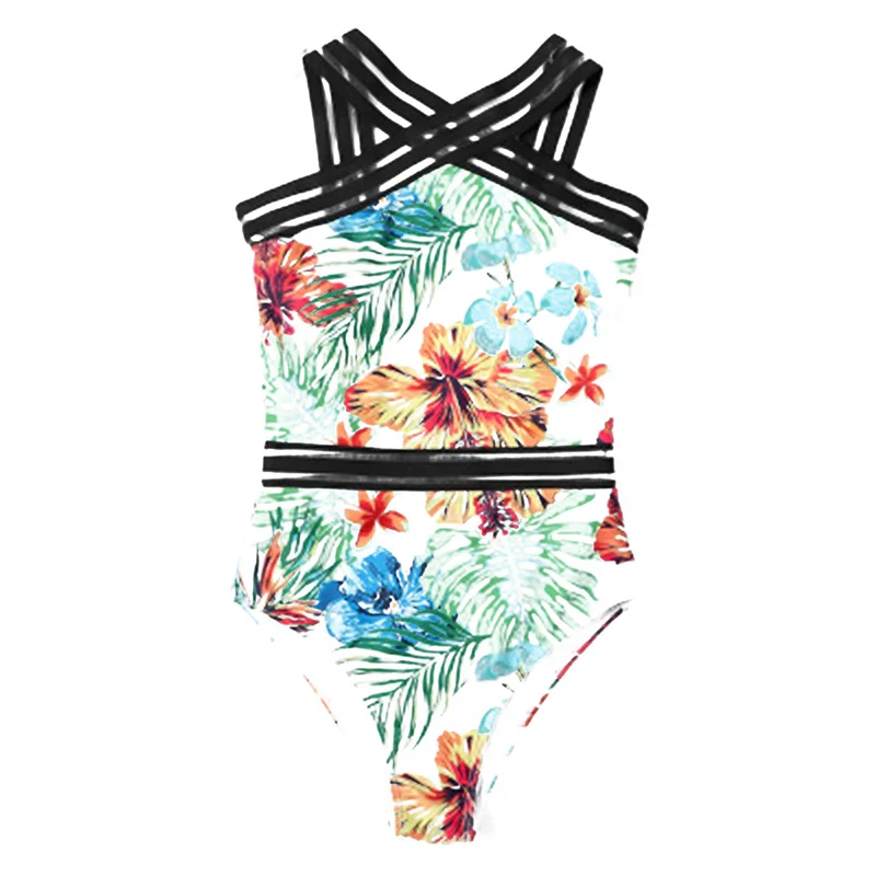 

Meihuida 2021 New Womens Sexy One-piece Bikini Personality Plant Printing Backless High-waist Slim Fit Swimsuit Bikinis