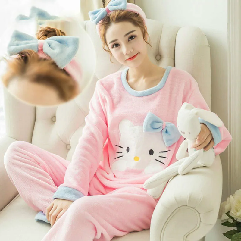 GOGONI/2019 новые осенние женские пижамные комплекты одежда для сна теплые фланелевые