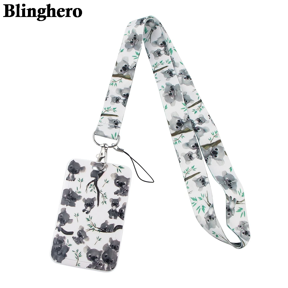 

CB355 New Fashion Cute Animal Koala Lanyard Credit Card ID Holder Bag Student Women Travel Card Cover Badge Car Keychain