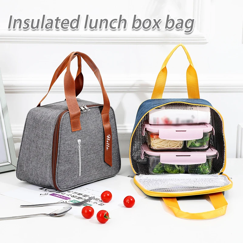 

Portable Lunch Bag Thermal Insulated Fabric Tote Pouch Kids School Bento Box Bag Dinner Container Picnic Camping Food Storage
