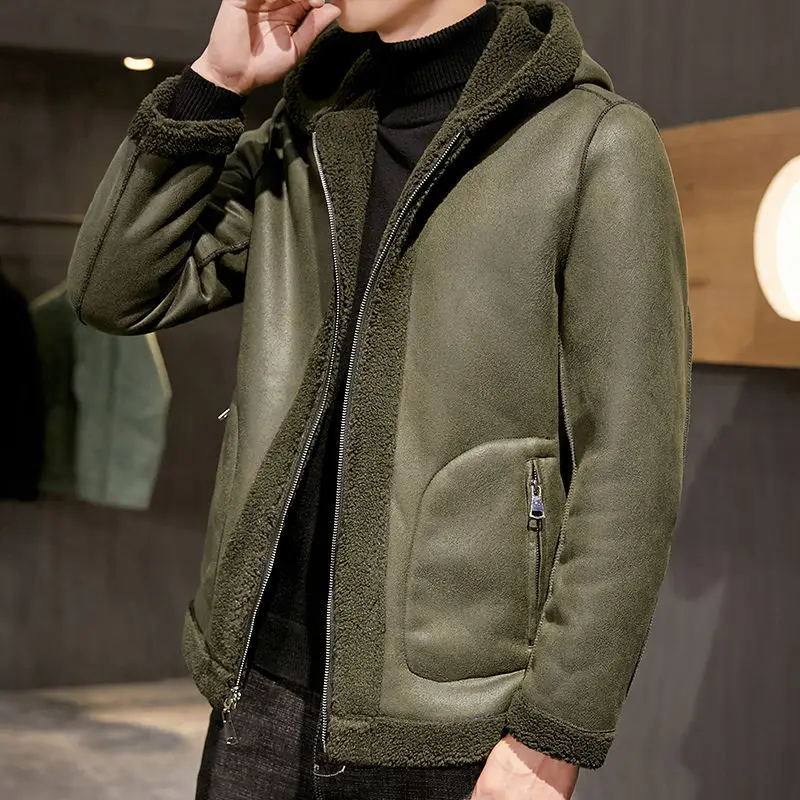 Мужские зимние куртки и пальто из искусственной кожи на флисовой подкладке