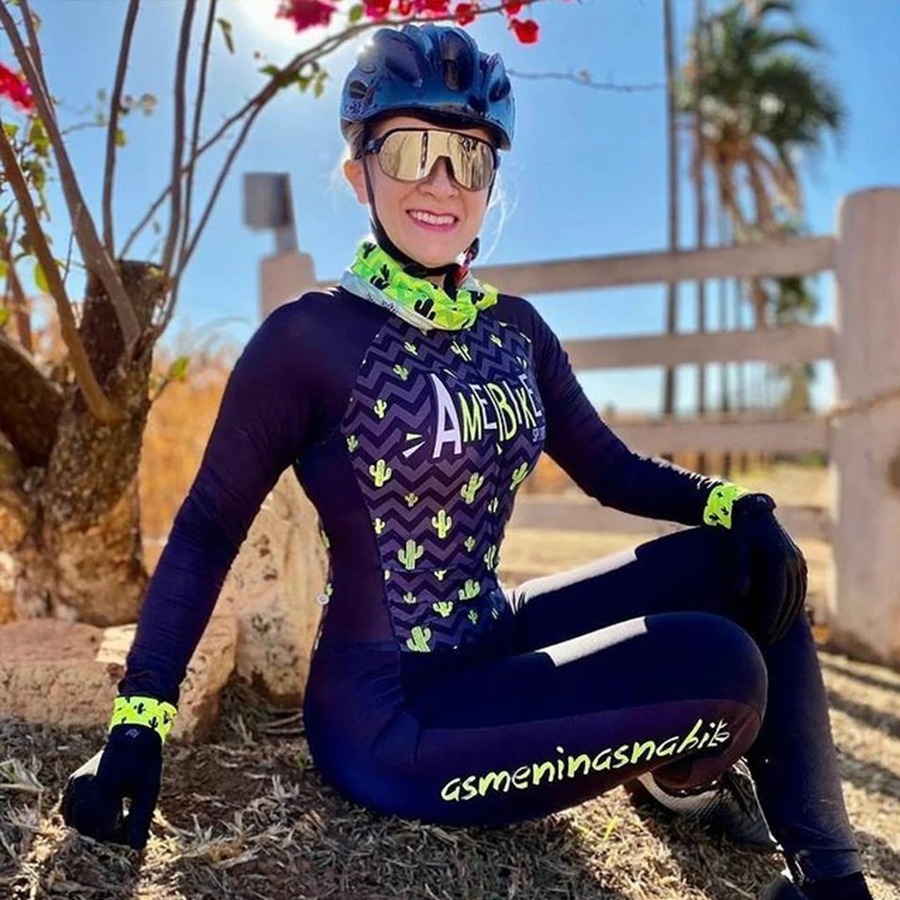 2021 Womens Long Triathlon Clothing Cycling Skinsuit Sets Maillot Ropa Ciclismo Outdoor Bike Dress Go Pro Team Jumpsuit Mujer