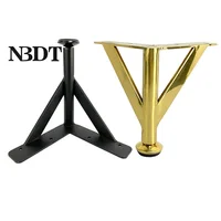 4Pcs Titanium Gold Matte Black Steel Triangle Shape Furniture Cabinet Cupboard Coffee Table Leg With Leveling Feet