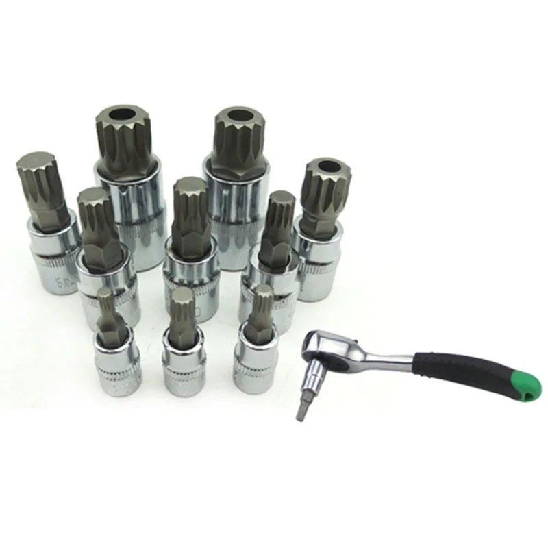 10 шт. набор гаечных ключей с рукавом Allen Ead тройных квадратных сплайнов гнезд для