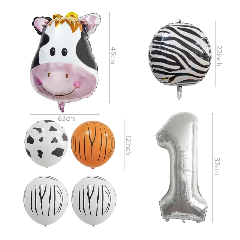 

Воздушные шарики в форме животных для вечевечерние в стиле джунглей, гелиевый воздушный шар из фольги для детского дня рождения, праздвечер...
