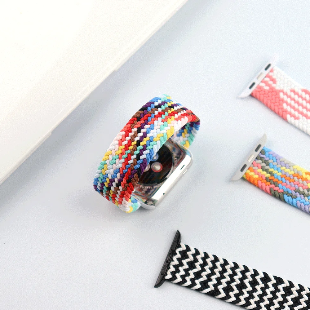 

For Apple Watch band 2021 Braided Solo Loop Nylon fabric Strap 44mm 40mm 38mm 42mm Elastic Bracelet for iWatch 6 SE Series 5 4 3