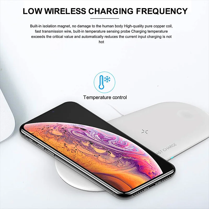 Беспроводное зарядное устройство Qi 10 Вт 3 в 1 быстрое USB для Iphone Apple Watch Iwatch Airpods