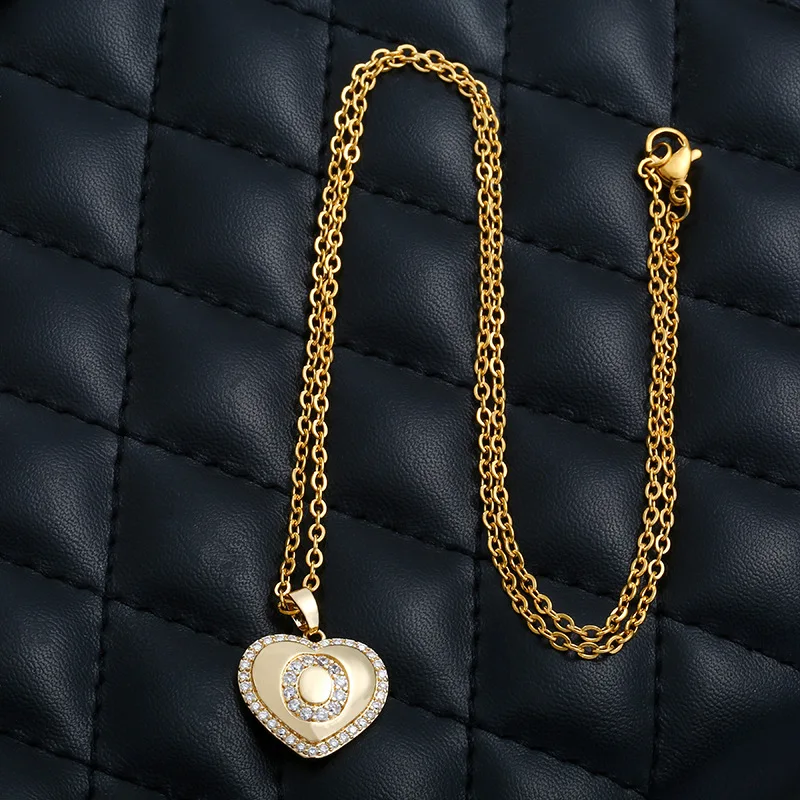 

Gold Chain Initials Heart letter Necklace Pendants For Women 2020 Jewelry Cubic Zircon 26 Alphabet Choker Necklace Couple Gift