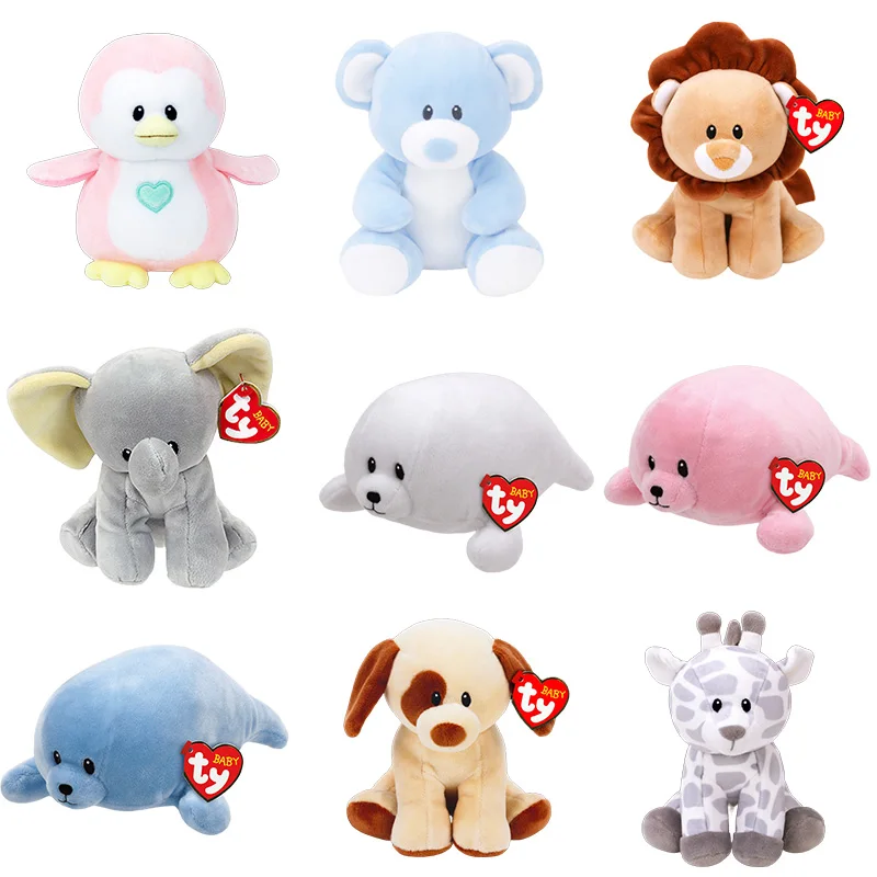 Новинка 6 дюймов 15 см Ty BABY Series розовый пингвин коричневый глаз собака серая