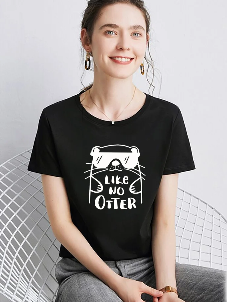 

Футболка женская с принтом «Like No Otter», хлопковая Повседневная забавная, топ для молодых девушек, летняя одежда оверсайз, 5XL