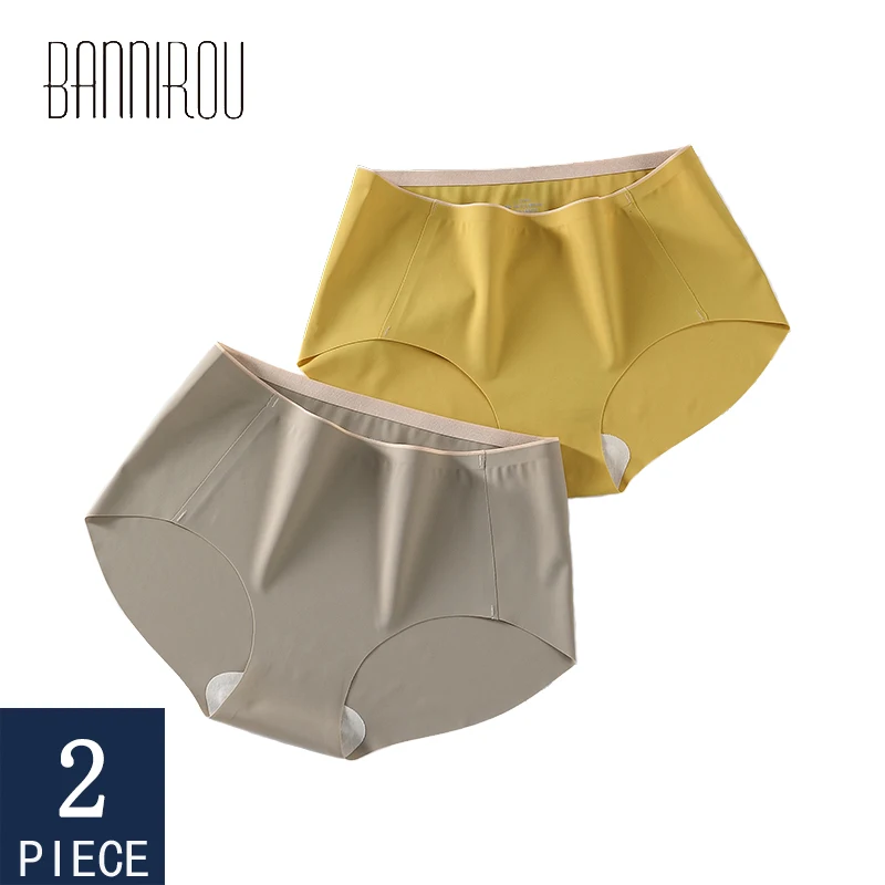 

Трусы-брифы BANNIROU женские, нижнее белье, мягкие хлопковые Однотонные трусы, бесшовные, 2 шт.