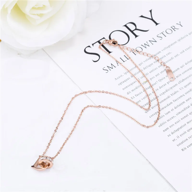 Ожерелье женское из нержавеющей стали с кристаллами буквами золотого цвета |