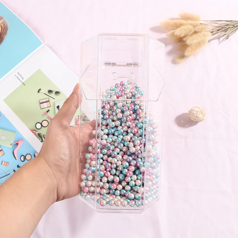 

Makeup Brush Holder Transparent Acrylic Organizer with Dustproof Cover and Pearl