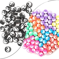 50pcs tai chi loose beads for bracelet necklace diy jewelry making clay colorful yin yang spacer bead diy beaded jewelry finding