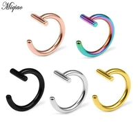 miqiao 2pcs titanium steel c shaped nose ring extra fine curved nose nail piercing jewelry hot new anti allergic