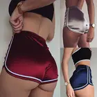 Сексуальные женские шорты, однотонные женские спортивные шорты для бега, Женская Повседневная атласная шелковая эластичная летняя одежда с высокой талией