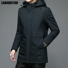 Новая повседневная модная длинная парка с капюшоном, Мужская Корейская Высококачественная куртка-пуховик, зимняя дизайнерская брендовая одежда, ветровка, мужская одежда