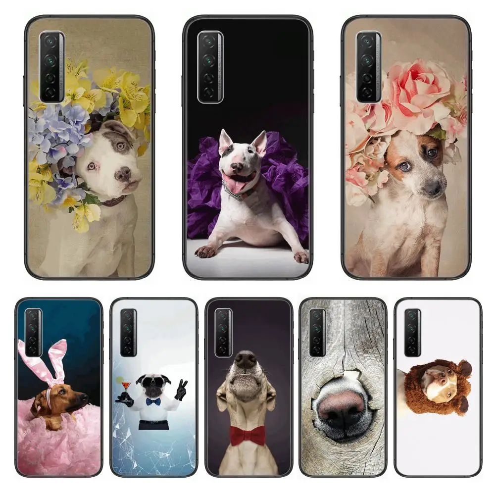 

Personality dress pet dog Fashionable and cute Phone Case For Huawei mate 40 30 10 20 40 8 9 Lite Z Pro Black Etui 3D Coque Pai