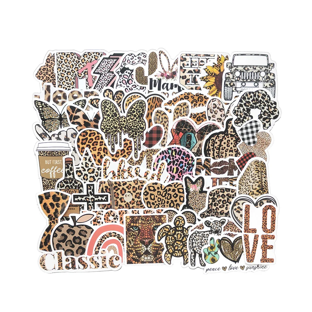 50 шт. наклейки с леопардовым принтом для телефона планшета компьютера|Наклейки