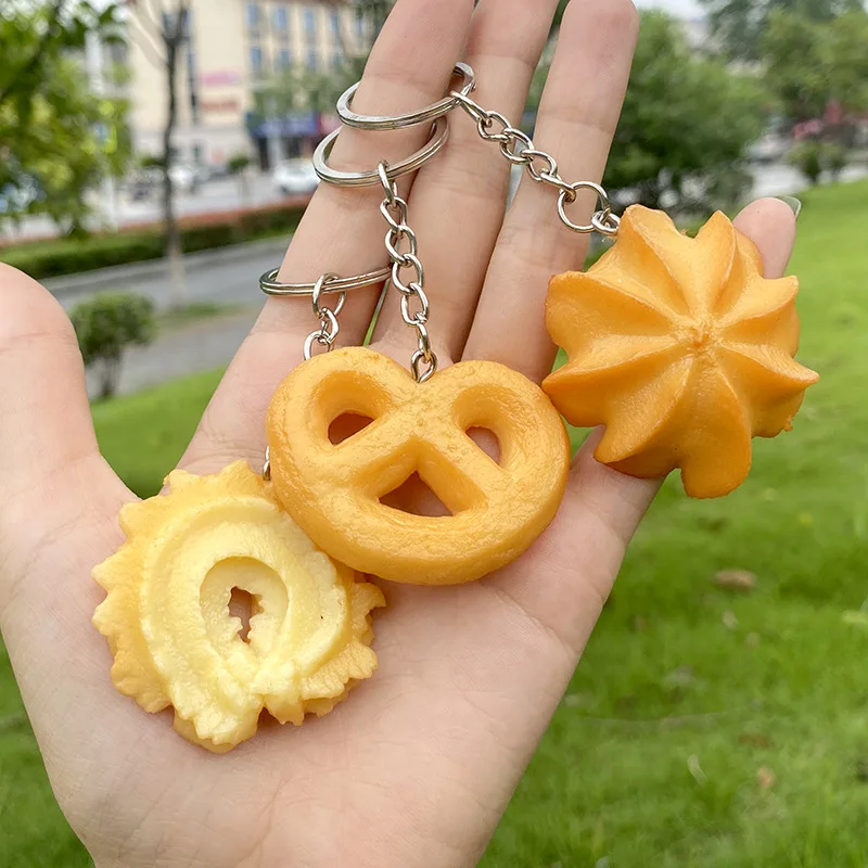 6PCS PVC Iimitation Food Cookie Key Chain Backpack Pendant Toy Cute Small Gift Imitation Biscuit Model keychain for wholesales