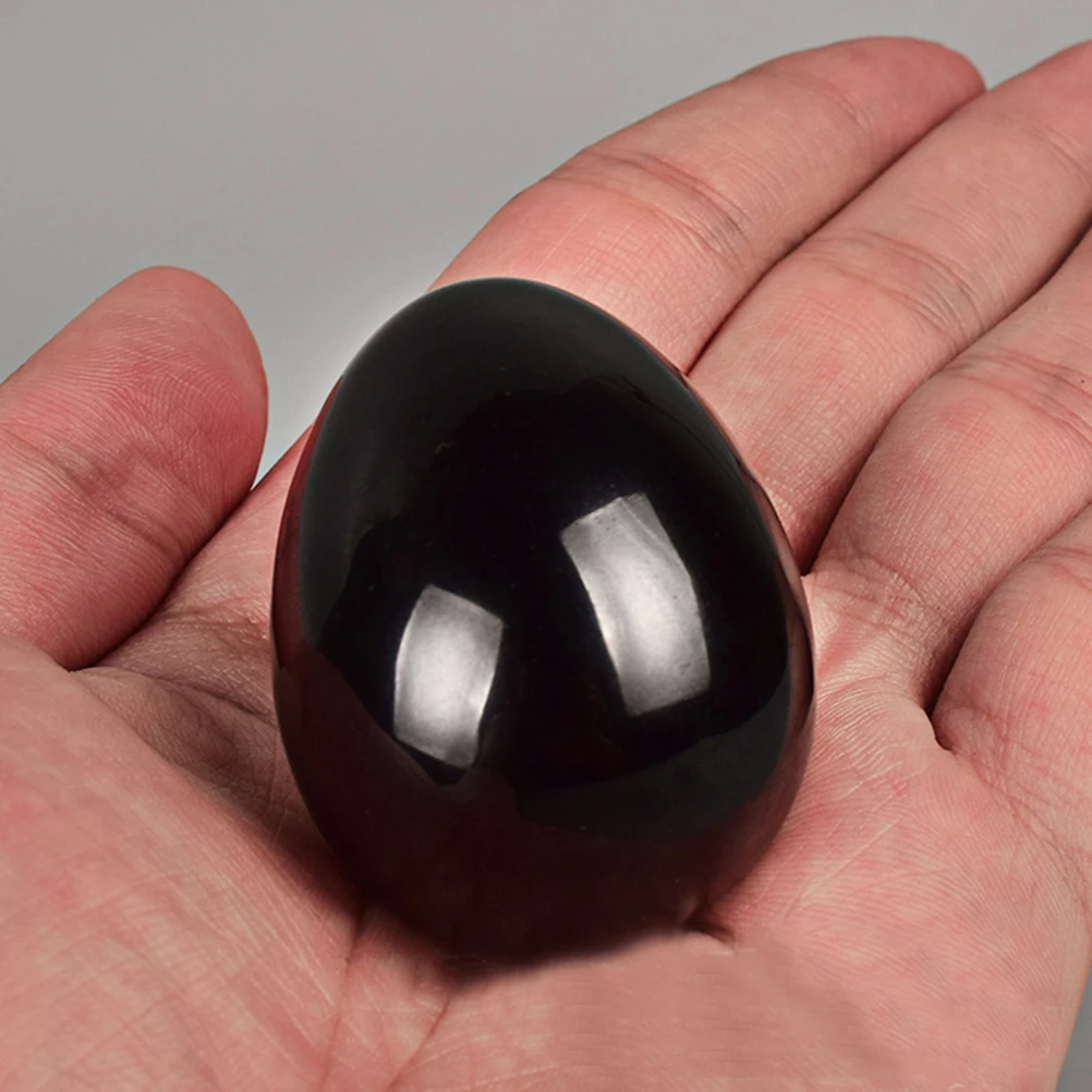 1 Pc Chakra Stone Black Obsidian Sphere Egg Gemstone Polished Stone For Home Decoration Healing Balancing 40*25*25mm