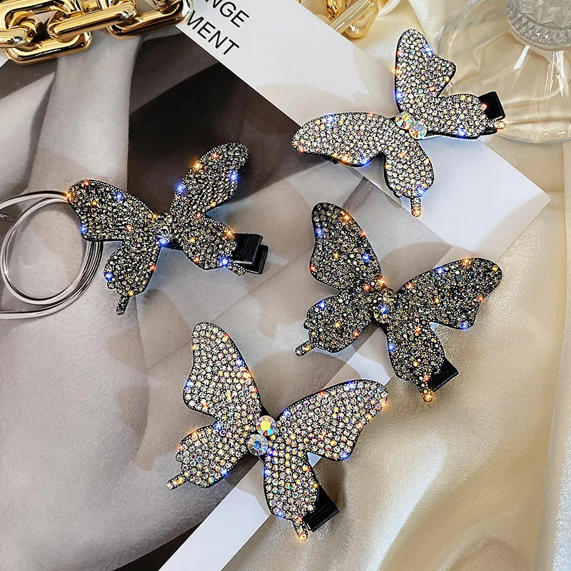 

Super Fairy Full Diamond Butterfly Hairpin Simple Side Clip Bangs Clip Hair Card Headdress Duckbill Clip Hair Jewelry