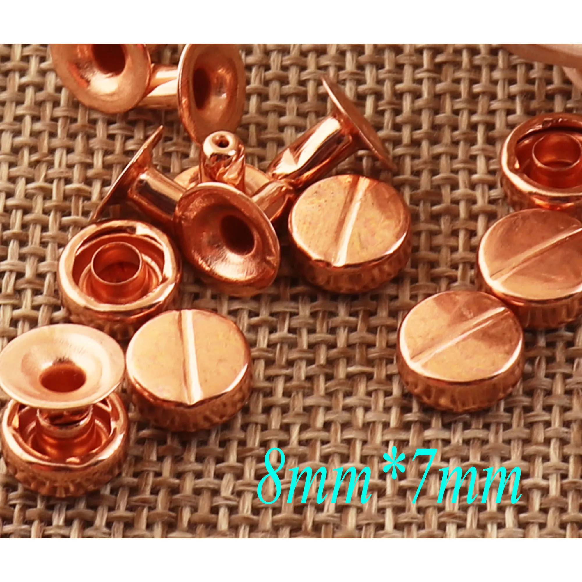

100sets Rose Gold Double Cap Rivets 3/8"(8mm)Studs Leather craft Rivet Fastener Snaps Prong Riveted Studs