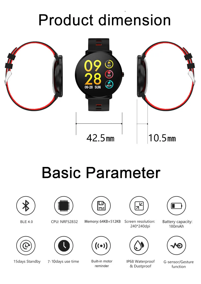 Модные K9 спортивные Bluetooth 1,3 дюймов Полностью умные часы с сенсорным экраном фитнес-трекер для мужчин IP68 Водонепроницаемые женские умные часы PK v11 K1