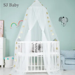 Сетка от комаров для детской кроватки, круглая подвесная сетка от комаров, с 4 углами, для детской комнаты, для девочек