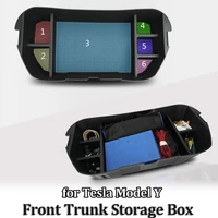 for tesla model y 2021 front trunk organizer storage box space organizers abs modely front trunk mat storage car accessories